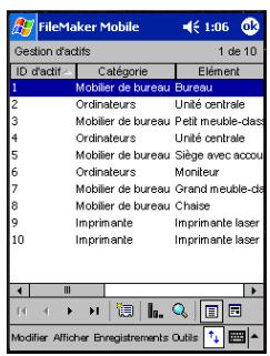 FILEMAKER MOBILE 8 - Affichage des enregistrements - 1