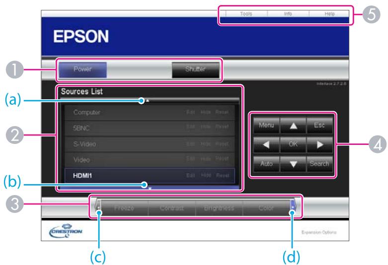 EPSON EB-Z8350W - Utilisation de la fenêtre de fonctionnement - 1