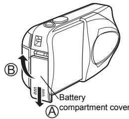 OLIMPUS D575 ZOOM - LOADING THE BATTERIES - 1