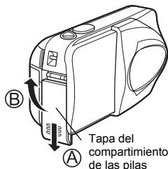 OLIMPUS D575 ZOOM - INSTALLACION DE LAS PILAS - 1