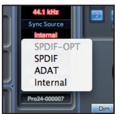 FOCUSRITE SAFFIRE PRO 24 DSP - Affichage Sync Source - 1