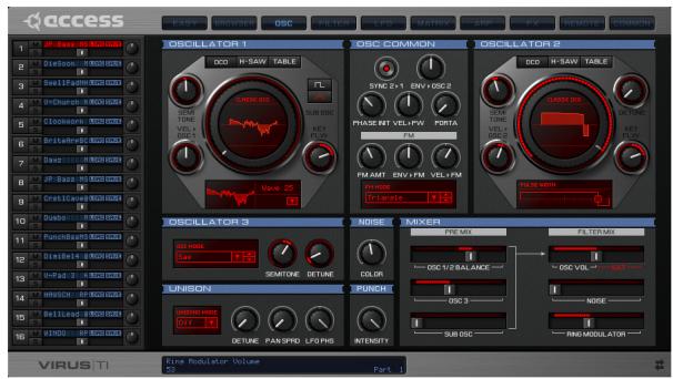 ACCESS VIRUS TI POLAR - Page Oscillateur - 1