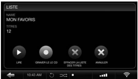 LISTE NAME MON FAVORIS TITRES 12 LIFE GRAVER LE LE CD EFFACER LA LISTE DES TITRES ANNULER 10:43 AM