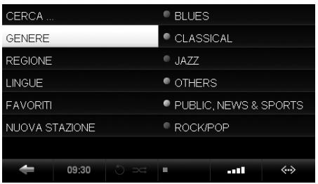 CERCA ... GENERE REGIONE LINGUE FAVORITI NUOVA STAZIONE BLUES CLASSICAL JAZZ OTHERS PUBLIC, NEWS & SPORTS ROCK/POP