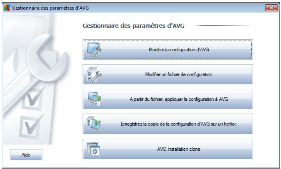 AVG EDITION SERVEUR DE MAIL 2011 - Gestionnaire des paramètres AVG - 1