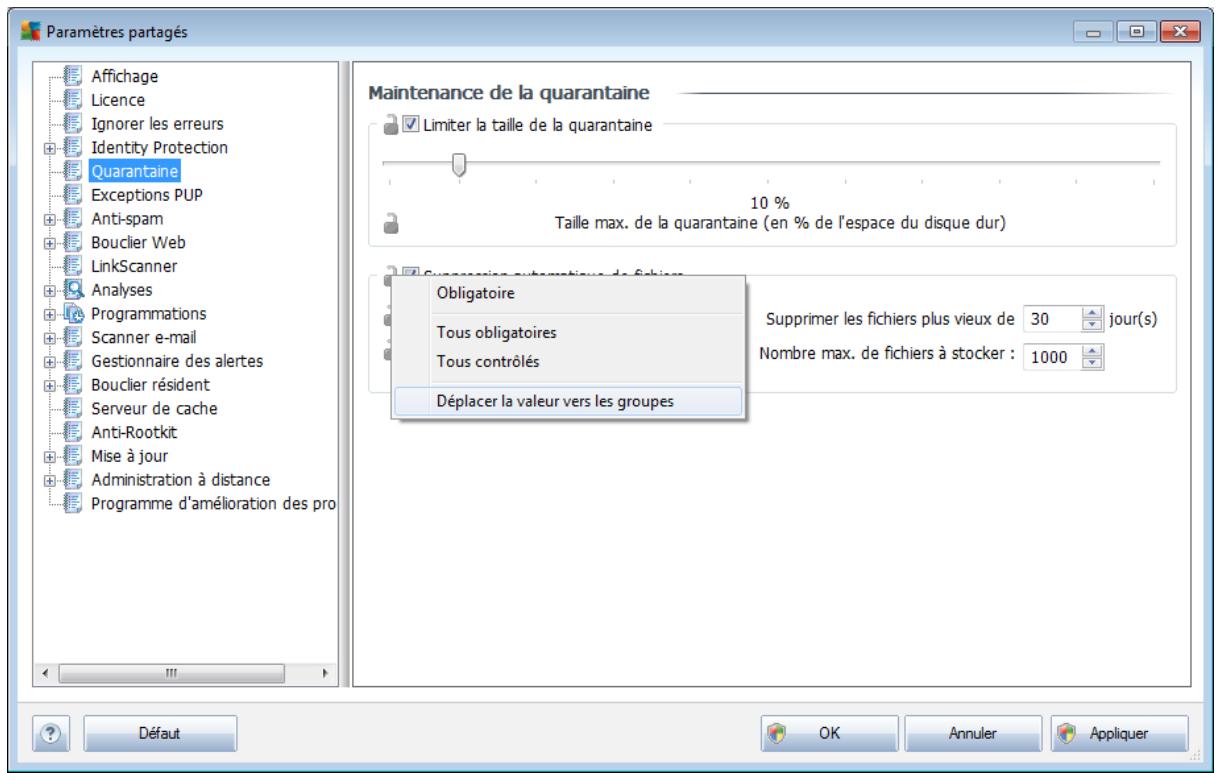 AVG INTERNET SECURITY BUSINESS EDITION 2011 - Déplacement de valeurs vers des groupes/serveurs - 1