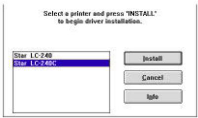 STAR LC-240 - Setting up for printing with Microsoft Windows 3.1 - 3