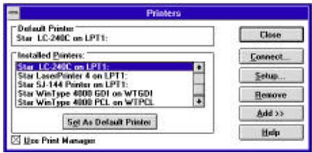 STAR LC-240C - Setting up for printing with Microsoft Windows 3.1 - 5