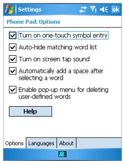UTSTARCOM PPC-6700 - Utilisation de l'écran Options - 1