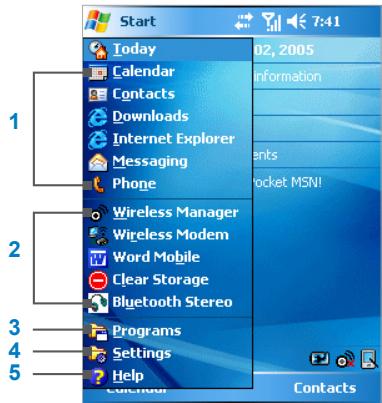 UTSTARCOM PPC-6700 - Utilisation du menu Démarrer - 1