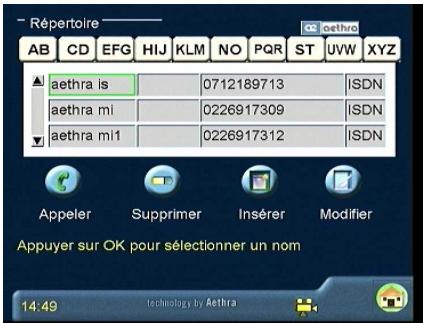 AETHRA SET TOP BOX VEGA2 - Lancer un appel depuis le repertoire - 1