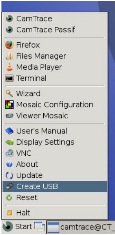 CAMTRACE VISUALISATION UNIT V1.68 - 4) Créer une clé USB (etmettre à jour un VU) - 1