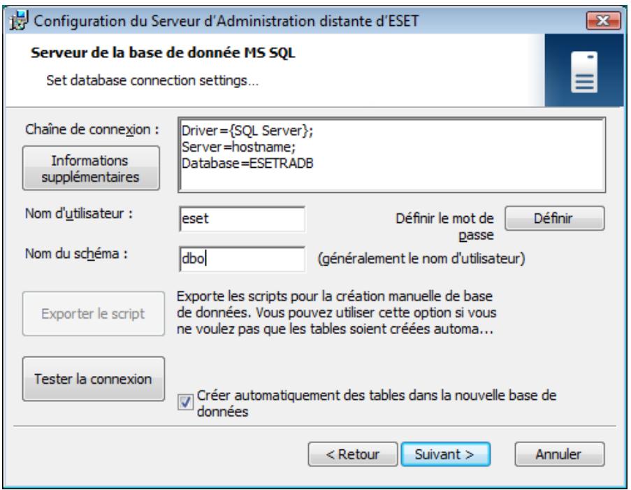ESET REMOTE ADMINISTRATOR - Configuration de connexion de base de données - 1