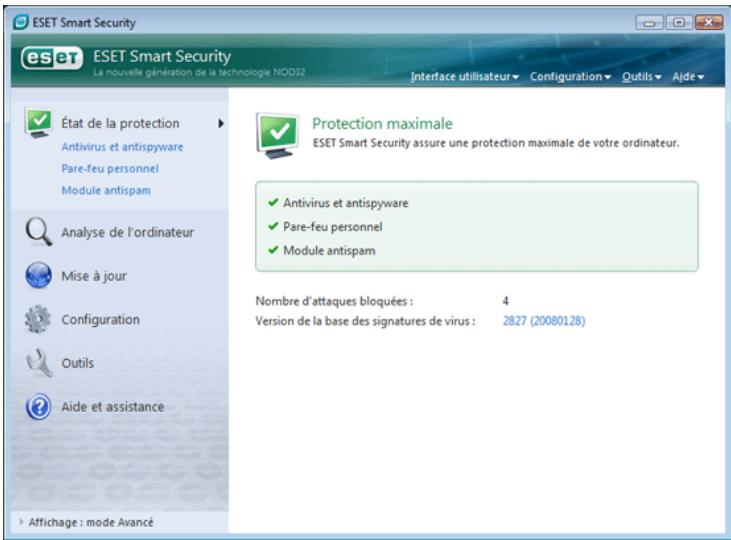 ESET SMART SECURITY - Présentation de l'interface utilisée : les modes - 1