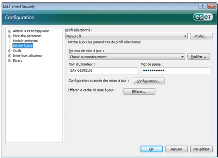 ESET SMART SECURITY - Configuration des mises à jour - 1