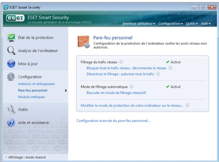 ESET SMART SECURITY - Bloquer tout le trafic : déconnecte le - 1