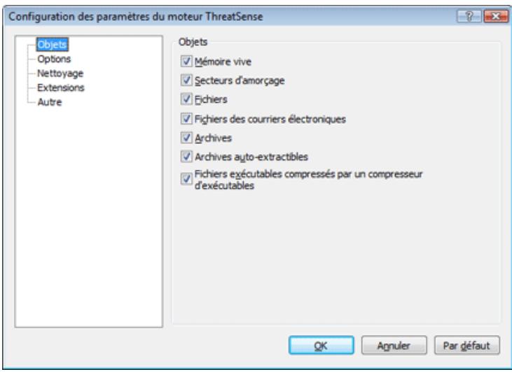 ESET SMART SECURITY - Configuration des objets - 1