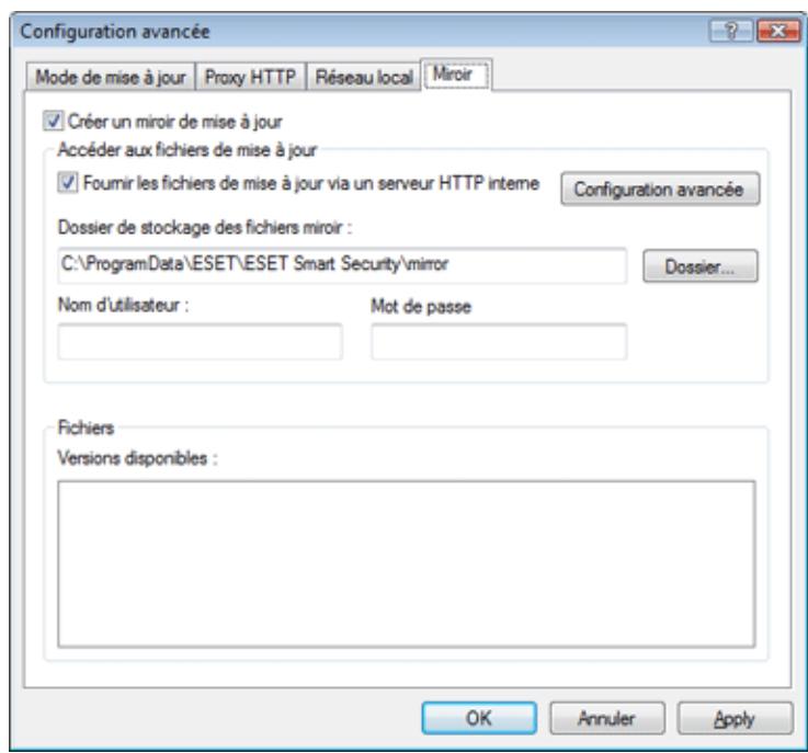 ESET SMART SECURITY - Création de copies de mises à jour - miroir - 1