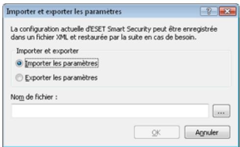 ESET SMART SECURITY - Importer/exporter des paramètres - 1