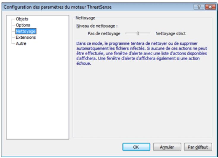 ESET SMART SECURITY - Niveau de nettoyage - 1
