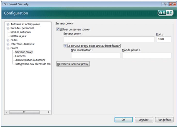 ESET SMART SECURITY - Configuration du serveur proxy - 1