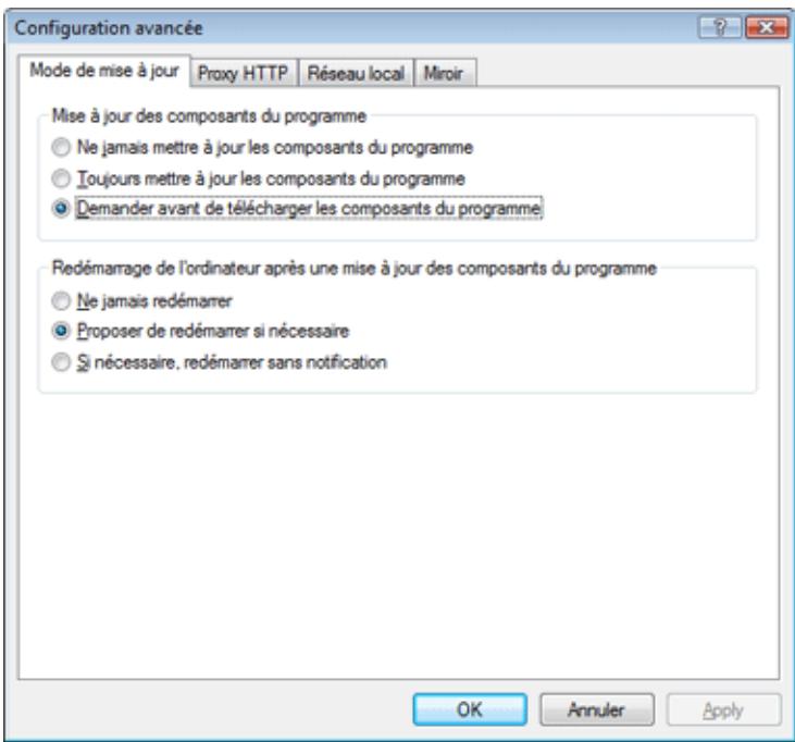 ESET SMART SECURITY - Mode de mise à jour - 1