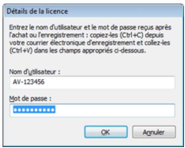 ESET SMART SECURITY - Entrée d'un nom d'utilisateur et d'un mot de passe - 1