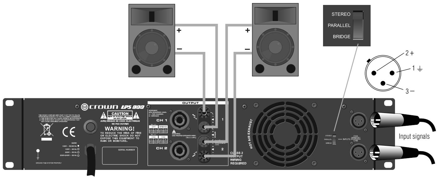 CROWN LPS 800 WARNING! TO REDUCE THE RISK OF FIRE OR ELECTRIC SHOCK DO NOT EXPOSE THIS EQUIPMENT TO RAIN OR MOBTURE. OUTPUT WARNING WITH RECORDED CHAT: + AIR CONTROLS - AIR SWITCH CH 1 CH1 BRIIDGE CH2 CH2 CH2 CH2 CH2 CH2 CH2 CH2 CH2 CH2 CH2 CH2 CH2 CH2 CH2 CH2 CH2 CH2 CH2 CH2 CH2 CH2 CH2 CH2 CH2 CH2 CH2 CH2 CH2 CH2 CH2 CH2 CH2 CH2