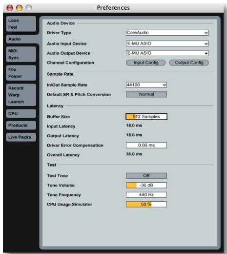 E-MU 1616 PCIE - - Réglage des préférences - 1