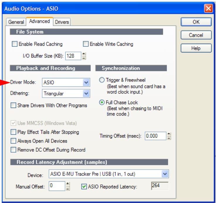 E-MU 1616 PCIE - Configuration des options audio - 2