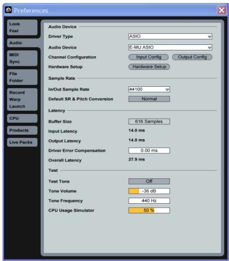 E-MU 1616 PCIE - - Réglage des préférences - 2