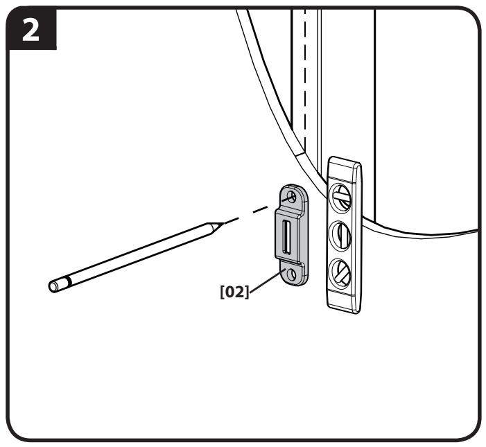 SANUS ELM701 - Attach Wall Plate [02] and Anti-tip Strap [01] to Wood Stud Wall - 3
