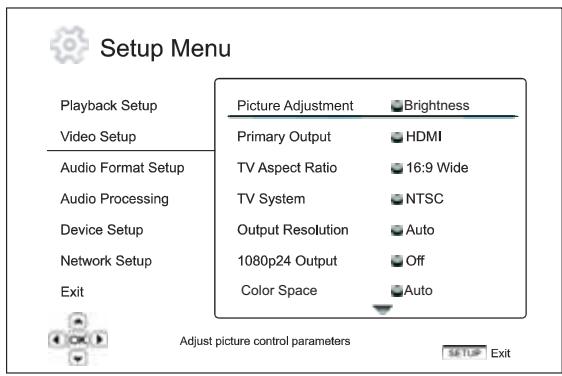 CAMBRIDGE AZUR 650BD - Configuration de la video - 1