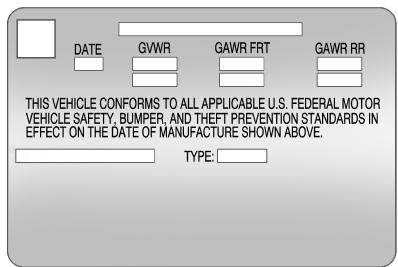 CADILLAC ATS 2013 - Étiquette de conformité - 1