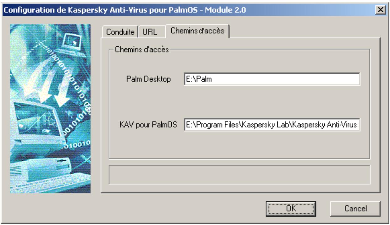 KAPERSKY ANTI-VIRUS - L'onglet Chemins d'accès - 1