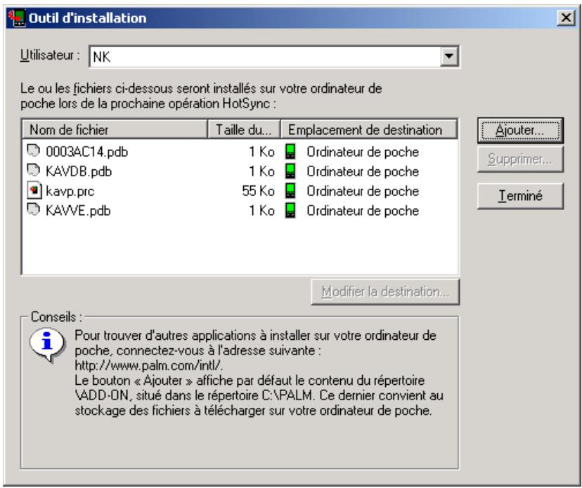 KAPERSKY ANTI-VIRUS - Pour installer le fichier de clé de l'application sur votre ordinateur Palm, procédez comme suit : - 2