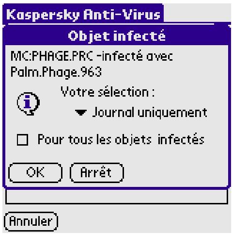 KAPERSKY ANTI-VIRUS - Utilisation de la case de dialogue de désinfection - 1