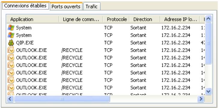 KAPERSKY INTERNET SECURITY 7.0 - Onglet Connexions établies - 1