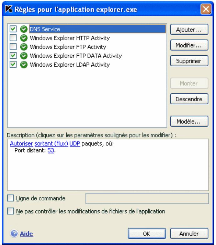 KAPERSKY INTERNET SECURITY 7.0 - Configuration affinée des règles pour les applications et les paquets - 2