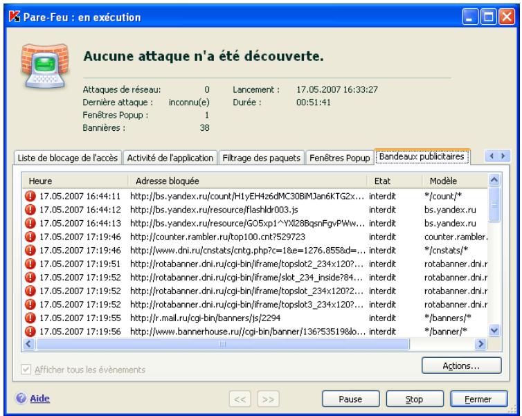 KAPERSKY INTERNET SECURITY 7.0 - Onglet Bandeaux publicitaires - 1