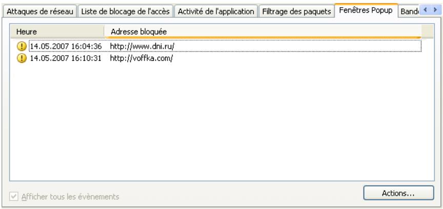 KAPERSKY INTERNET SECURITY 7.0 - Onglet Fenêtes Popup - 1