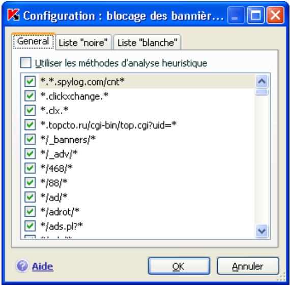 KAPERSKY INTERNET SECURITY 7.0 - Configuration de la liste standard des bannières bloquées - 1