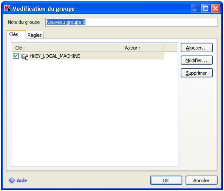 KAPERSKY INTERNET SECURITY 7.0 - Sélection des objets de registre pour la création de règles - 1