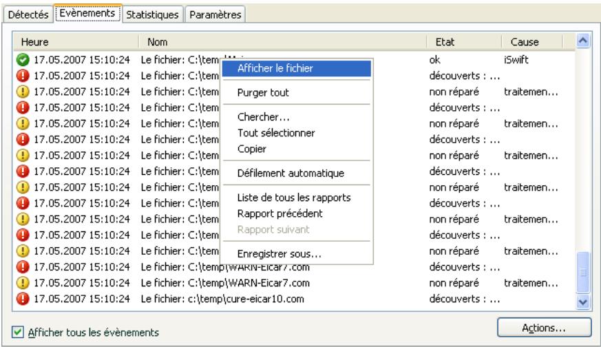 KAPERSKY INTERNET SECURITY 7.0 - Onglet Evénements - 1