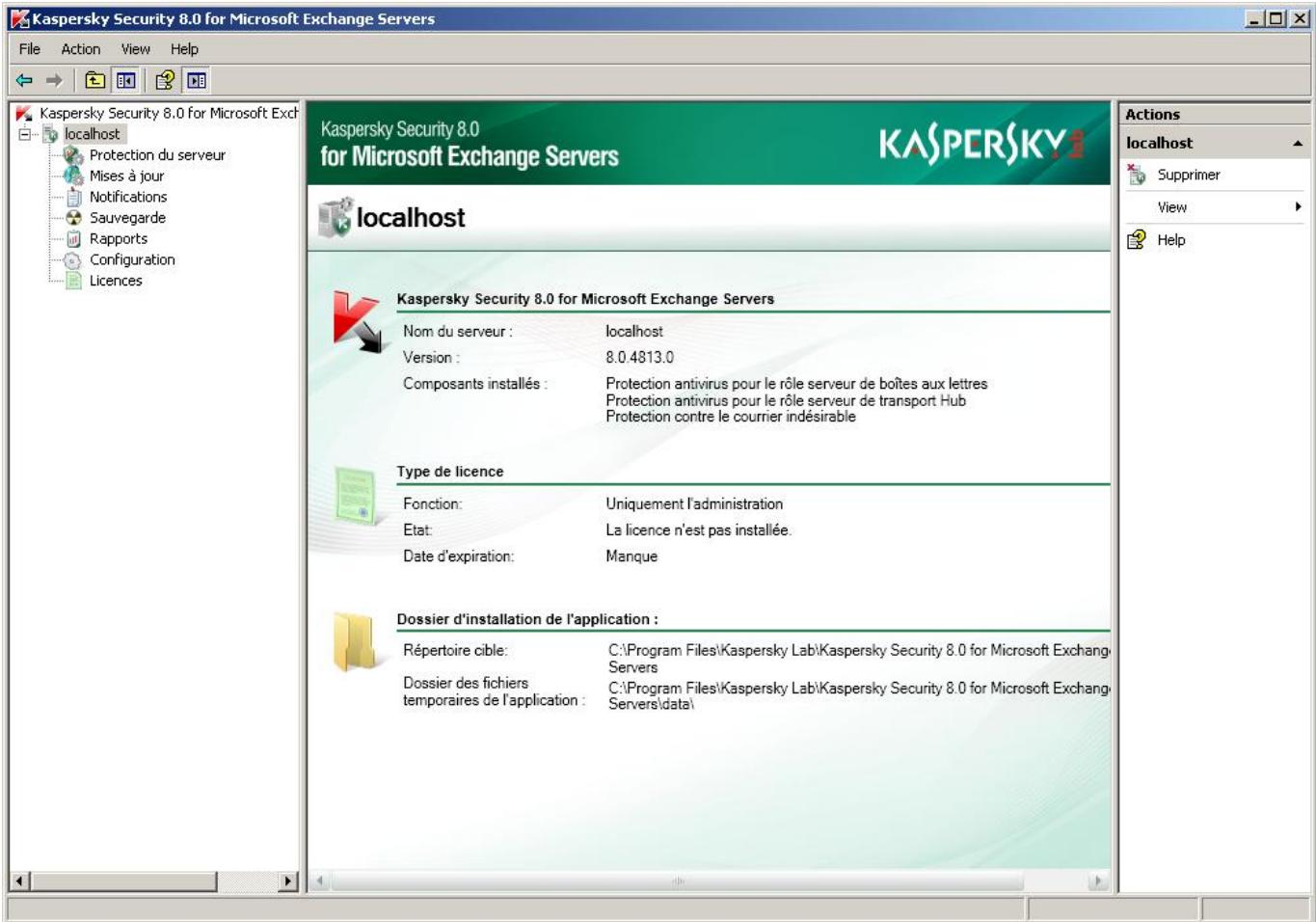 KASPERSKY LAB SECURITY 8.0 - FENÊTRE PRINCIPALE - 1