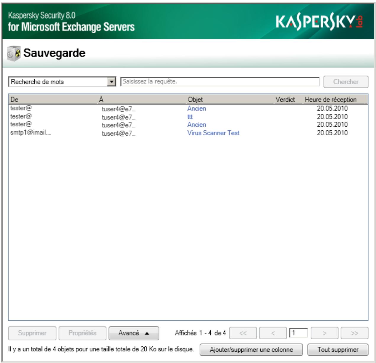KASPERSKY LAB SECURITY 8.0 - CONSULTATION DU DOSSIER DE SAUVEGARDE - 1