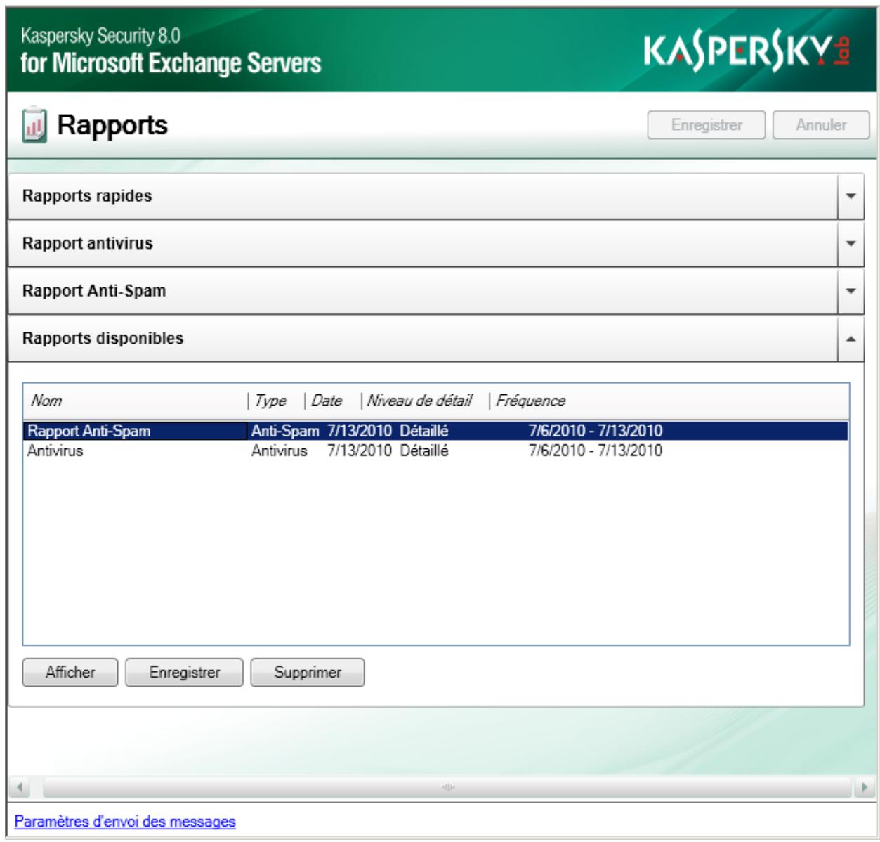 KASPERSKY LAB SECURITY 8.0 - CONSULTATION DES RAPPORTS PRETS - 1