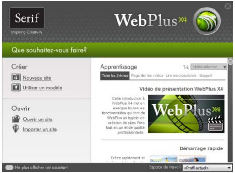 SERIF WEBPLUS X4 - Assistant de démarrage - 1