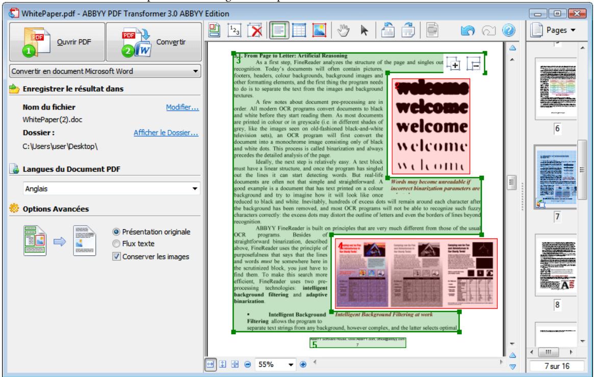 ABBYY SOFTWARE PDF TRANSFORMER - Fenêtre de conversion PDF - 1