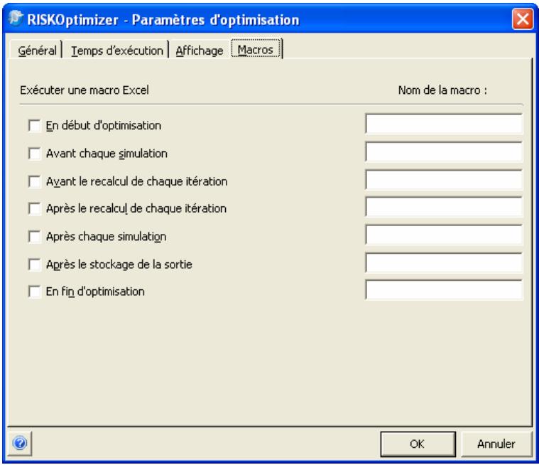 PALISADE RISKOPTIMIZER 5.5 - Commande Paramètres d'optimisation - Onglet Macros - 1